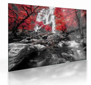 Obraz na szkle - Wodospady w jesiennym krajobrazie (70x50 cm)