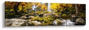 Obraz - Wodospady w jesiennym krajobrazie, żółty (170x50 cm)