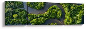 Obraz - Krajobraz leśny z rzeką (170x50 cm)