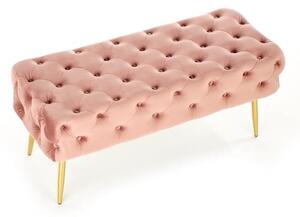 Różowa pufa pikowana ławka glam