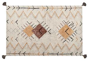 Dywan bawełniany z frędzlami wzór geometryczny 160 x 230 cm beżowy Bolay Beliani