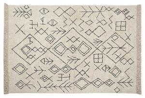Dywan bawełniany z frędzlami wzór geometryczny 160 x 230 cm beżowy Somek Beliani