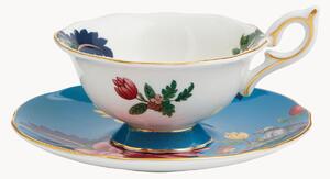 Filiżanka ze spodkiem z porcelany kostnej Wonderlust Sapphire Garden
