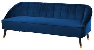 Retro sofa 3 osobowa tapicerowana welurowa pikowane oparcie granatowa Alsvag Beliani