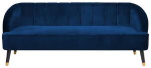 Retro sofa 3 osobowa tapicerowana welurowa pikowane oparcie granatowa Alsvag Beliani
