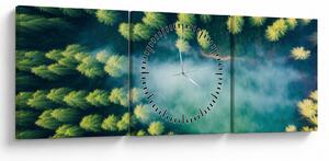 Obraz - Las spowity mgłą (z zegarem) (90x30 cm)