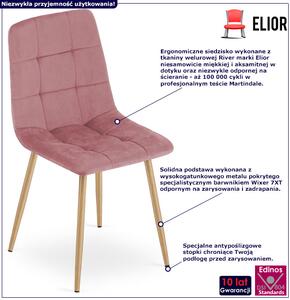 Różowe welurowe krzesło do salonu - Fabiola 3X