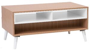Stolik kawowy półki 2 szuflady drewniany przechowywanie w salonie brązowy Alloa Beliani