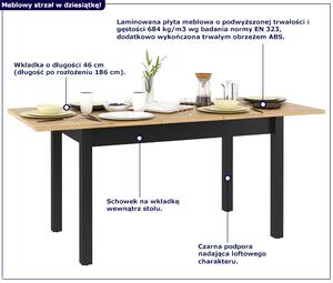 Rozkładany stół w stylu industrialnym dąb artisan - QA-10