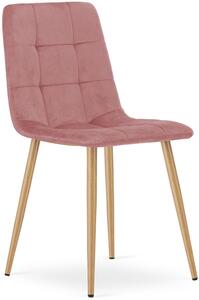 Różowe welurowe krzesło do salonu - Fabiola 3X