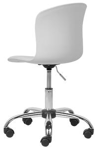 Obrotowe krzesło biurowe regulowane chromowane nogi biała ekoskóra Vamo Beliani