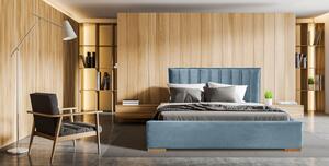 Welurowe łóżko z wysokim zagłówkiem Vevina 140x200 - 30 kolorów