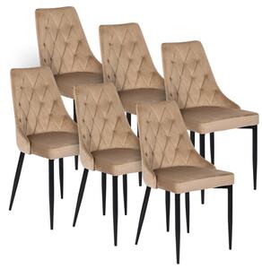 Zestaw 6x Krzesło Tapicerowane CORK do Salonu Beż Welurowe Nowoczesne Loft