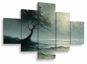 Obraz - Obraz olejny przedstawiający drzewo z oceanem (125x70 cm)