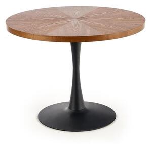 Okrągły industrialny stół do jadalni ⌀100 cm na nodze, orzech + czarny