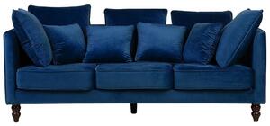 Sofa niebieska glam z dodatkowymi poduszkami 3-osobowa Fenstad Beliani