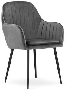 Ciemnoszare welurowe krzesło metalowe - Negros 3X
