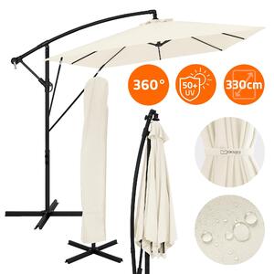 ML-Design Parasol ogrodowy Ø 330 cm Beowy Aluminiowy Prostoktny, parasol z korbk, pokrowcem i stojakiem UV50+ i wodoodporny Obracany o 360° i pochylany