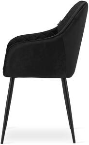 Czarne welurowe krzesło z podłokietnikami - Koruco 3X
