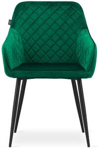 Zielone welurowe krzesło z podłokietnikami - Koruco 3X