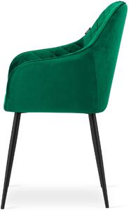 Zestaw zielonych metalowych krzeseł tapicerowanych do jadalni 2 szt. - Koruco
