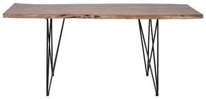 Industrialny drewniany stół do jadalni czarne metalowe nogi ciemne drewno 180 x 90 cm Mombai Beliani