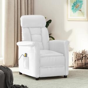 Fotel masujący, biały, sztuczna skóra