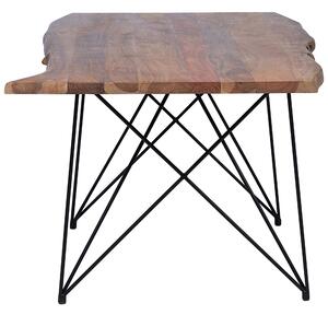 Industrialny drewniany stół do jadalni czarne metalowe nogi ciemne drewno 180 x 90 cm Mombai Beliani
