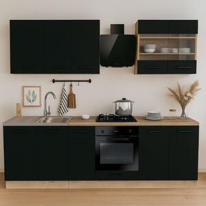 Zestaw Mebli Kuchennych MODERN 260 cm Czarny Loftowy