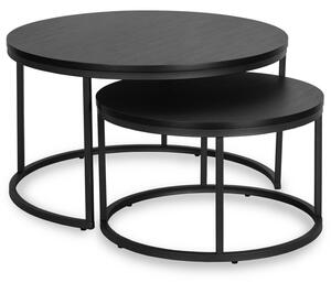 Zestaw Stolików Kawowych MANU MAX 60 cm/80 cm Czarny Nowoczesny Loft