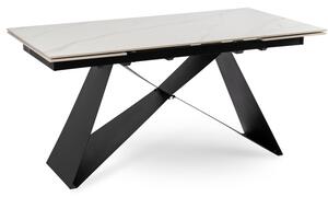 Stół Rozkładany Prostokątny VICTOR 160-240 cm Ceramiczny Biały Marmur/Czarny do Jadalni Nowoczesny Loft