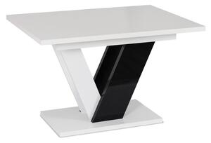 Stół Prostokątny Rozkładany CLARK 120-160 cm Czarny/Biały Połysk Glamour