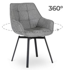 Krzesło Tapicerowane Obrotowe do Salonu LUNA 2 Szare Nowoczesne Loft