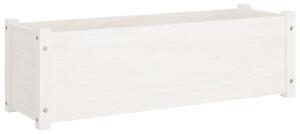 Donica ogrodowa, biała, 100x31x31 cm, lite drewno sosnowe