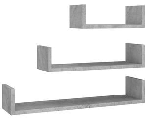 Półki ścienne, 3 szt., betonowy szary, materiał drewnopochodny