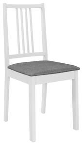Krzesła z poduszkami, 6 szt., białe, lite drewno