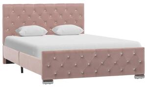 Rama łóżka, różowa, tapicerowana aksamitem, 120x200 cm