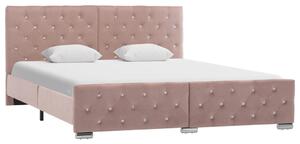 Rama łóżka, różowa, tapicerowana aksamitem, 160x200 cm