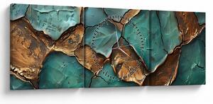 Obraz - Zielono-złoty obraz (z zegarem) (90x30 cm)