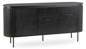 Komoda do Salonu BECK 160 cm Czarna Trzydrzwiowa Ryflowana Nowoczesna