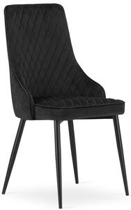 Komplet czarnych aksamitnych krzeseł do salonu 4 szt. - Alco