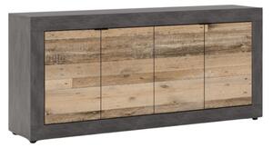Komoda Czterodrzwiowa BLAGO 180 cm Surowy Dąb/Czarny Loft