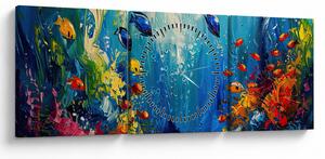Obraz - Malowanie podwodnego świata (z zegarem) (90x30 cm)