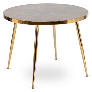 Stół Okrągły TINGA 100 cm Szary Marmur/Złoty Glamour