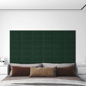 Panele ścienne, 12 szt, ciemnozielone, 30x15 cm tkanina 0,54 m²
