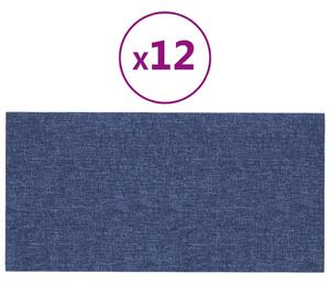 Panele ścienne, 12 szt, niebieska, 60x30 cm, tkanina, 2,16 m²