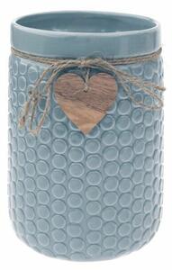 Wazon ceramiczny Wood heart jasnoniebieski, 14 x 20 cm