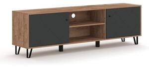 Szafka RTV Dwudrzwiowa BACARDI 183 cm Dąb Craft Tobacco/Grafit Nowoczesna