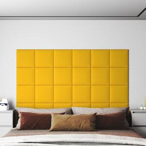 Panele ścienne, 12 szt., żółte, 30x30 cm, aksamit, 1,08 m²