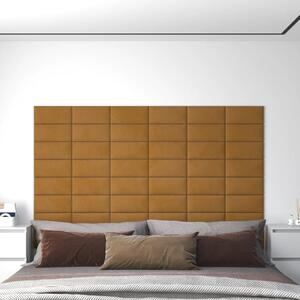 Panele ścienne, 12 szt., brązowe, 30x15 cm, aksamit, 0,54 m²